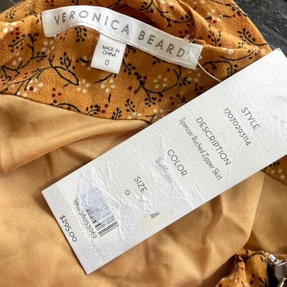 Veronica Beard Skirt $295 Spencer Floral Ruffle Zipper Yellow Size 0 NWT - Picture 7 of 8